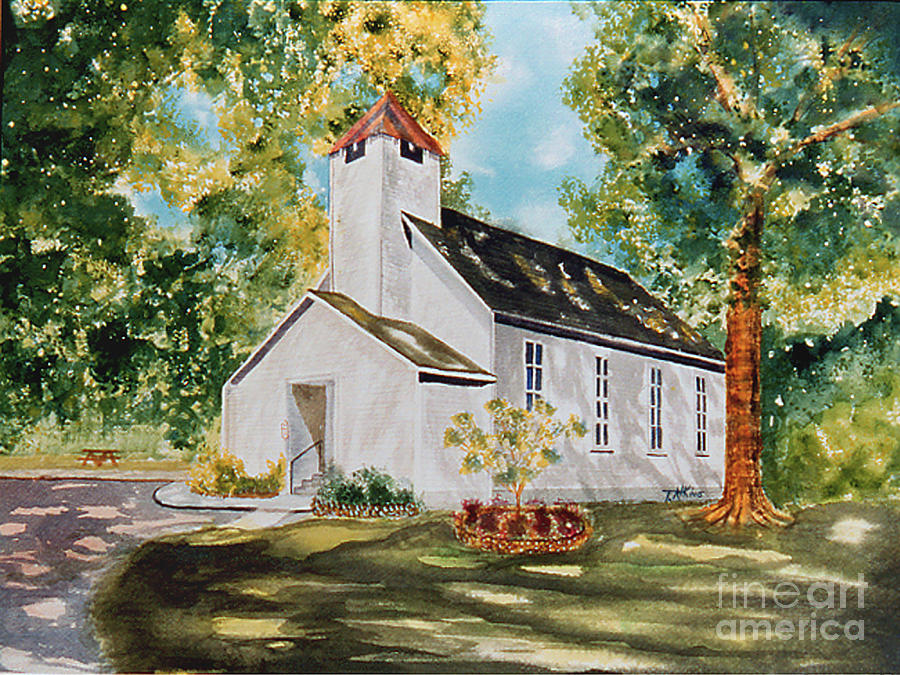 Red Hill Methodist Church Painting by Teri Atkins Brown