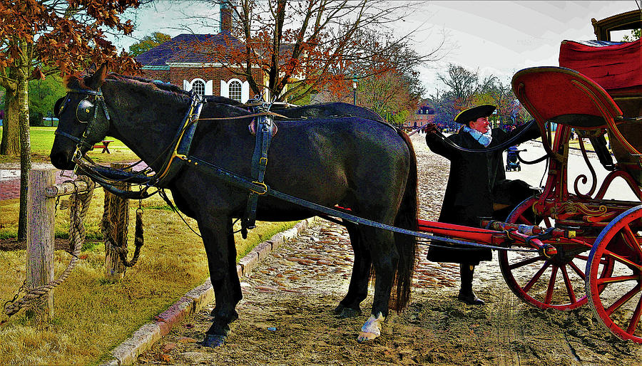 Red Horse Drawn Carriage Rides in Colonial Williamsburg     Photograph by Ola Allen