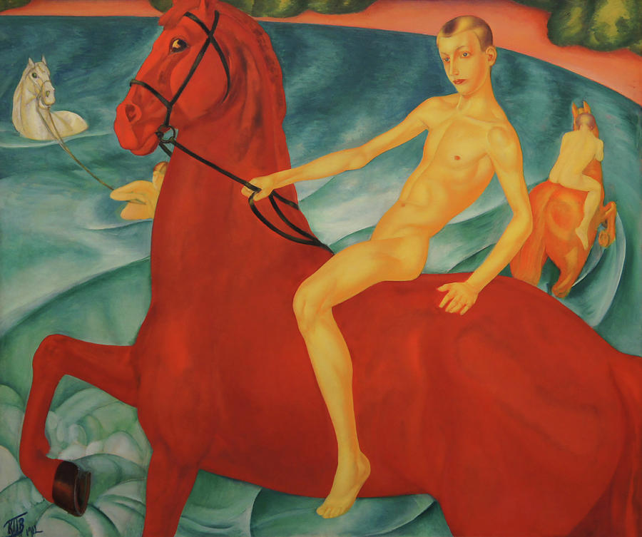 Red Horse Painting by Kuzma Petrov-Vodkin