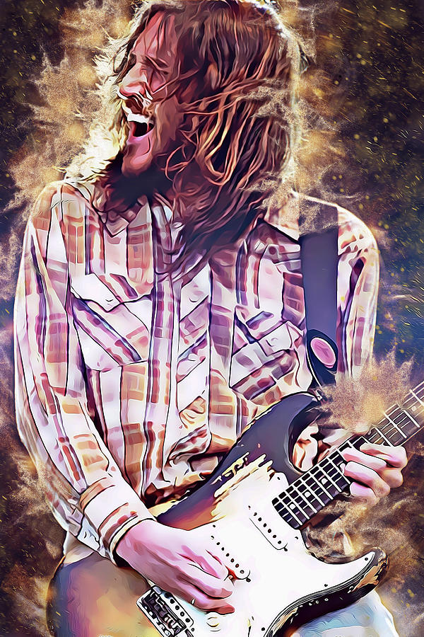 John Frusciante Mixed Media - Red Hot Chili Peppers John Frusciante Art Wet Sand by The Rocker