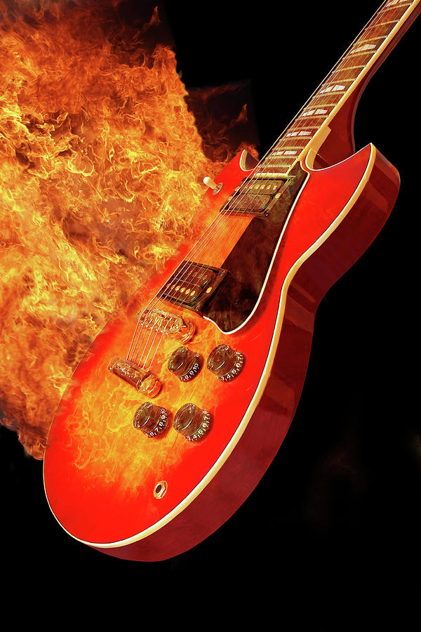 Music Photograph - Red Hot Guitar by Gill Billington