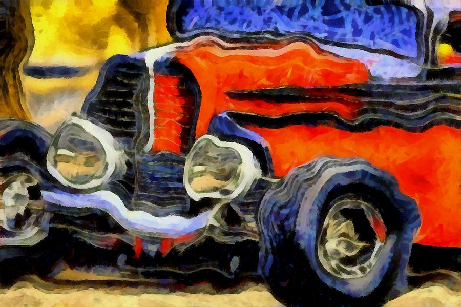 Red Hot Hot Rod Funky Cropped  Digital Art by Floyd Snyder