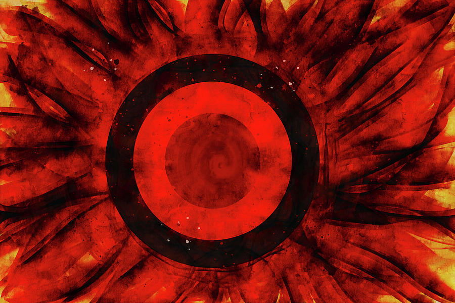 Red Hot Sun Abstract Digital Art by Peggy Collins