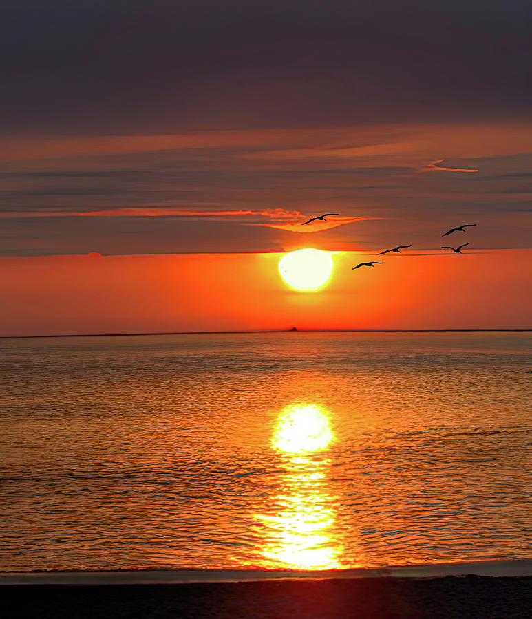 Red Hot Sunset Seascape Digital Art by Floyd Snyder