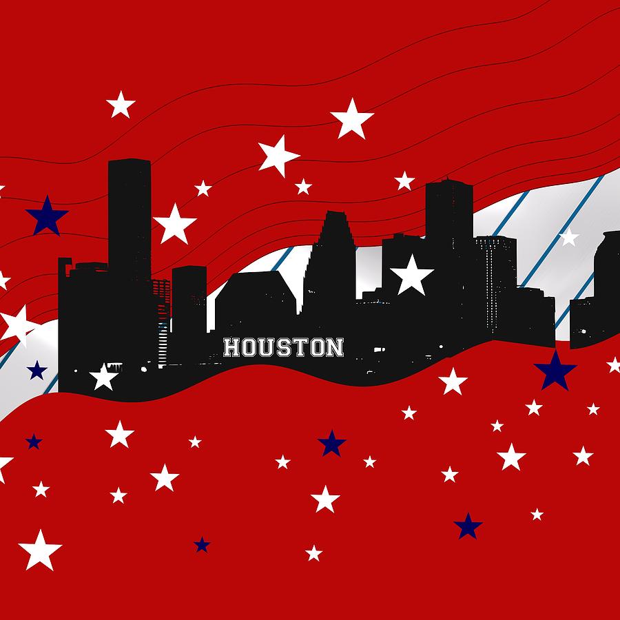 Red Houston Skyline Digital Art