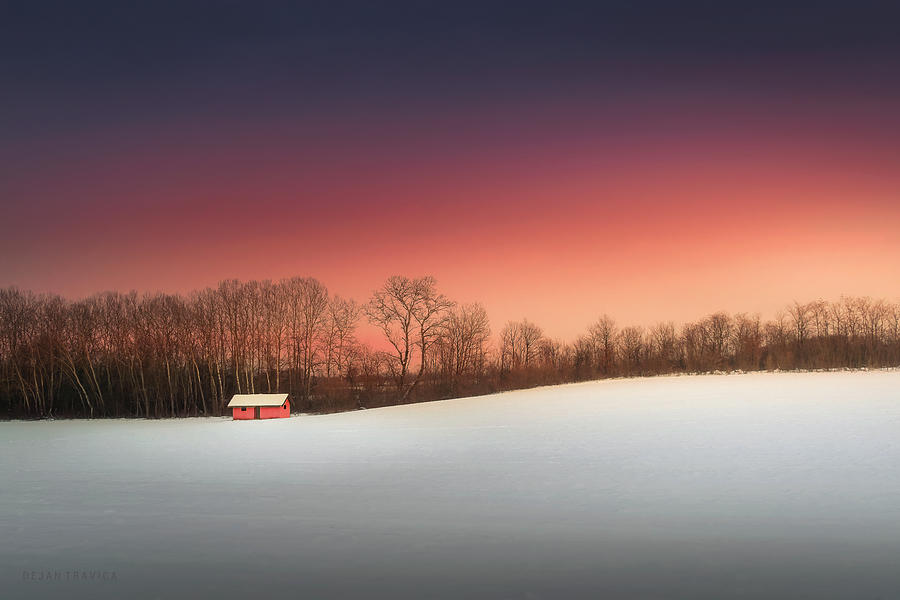 Red hut in the snow Photograph by Dejan Travica Red hut in the snow Photograph by Dejan Travica