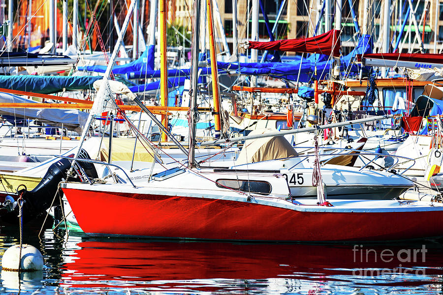 Red in the Marseille Port Photograph by John Rizzuto