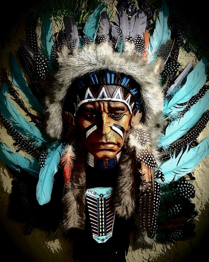 Red Indian Headdress in Sea Green Photograph by Loraine Yaffe