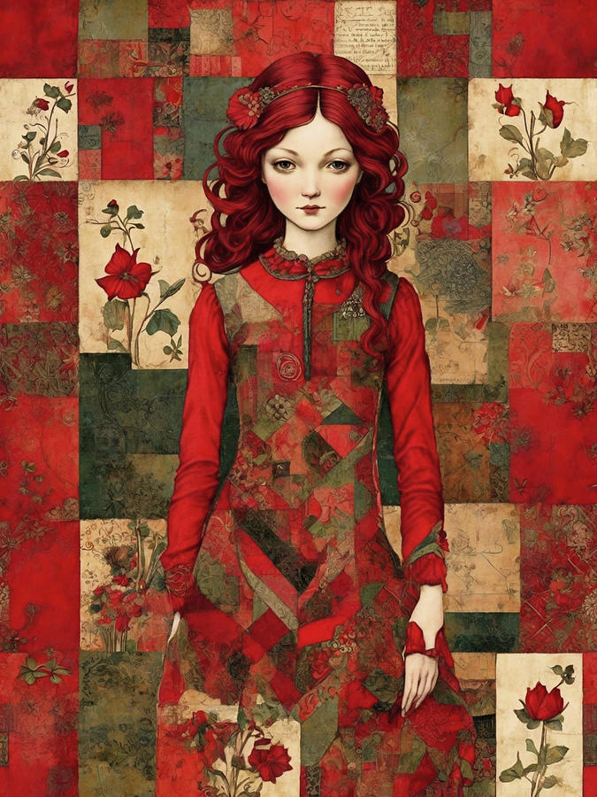 Red Irish Fairy Digital Art by Sophia Gaki Artworks