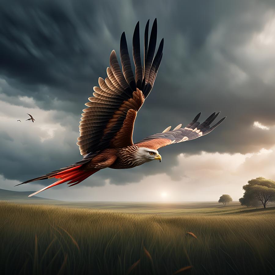 Red Kite Bird Digital Art