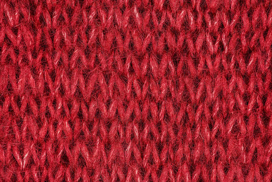 Red Knitting Wool Texture Background. Photograph
