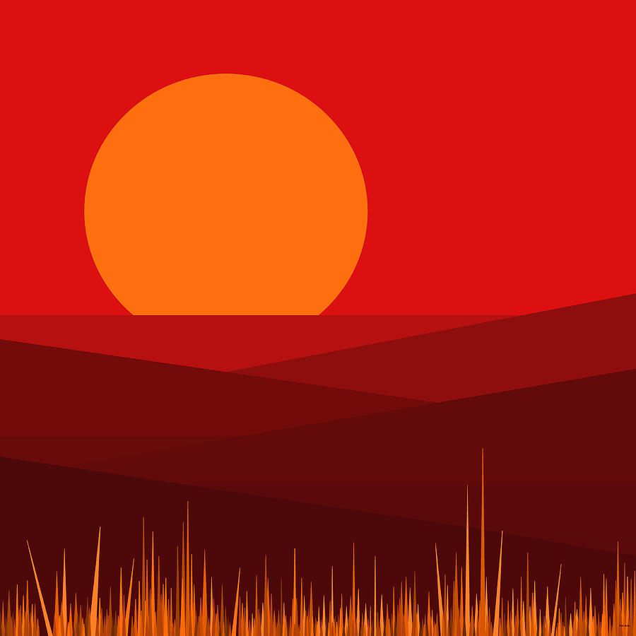 Red Landscape Digital Art by Val Arie
