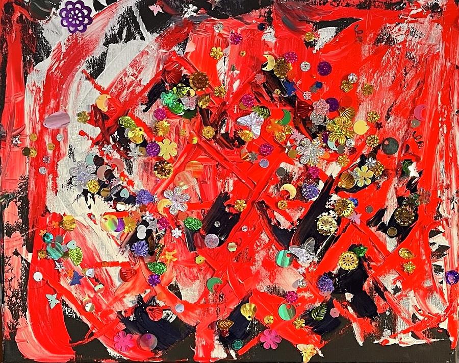 Abstract Painting - Red by Leslie Byrne