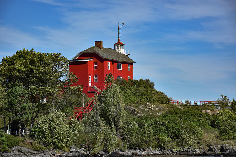 Red Lighthouse, Blue Sky Photograph by Tom Crook Red Lighthouse, Blue Sky Photograph by Tom Crook