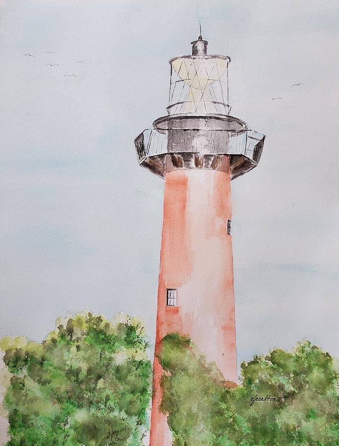 Red Lighthouse Painting by Claudette Carlton