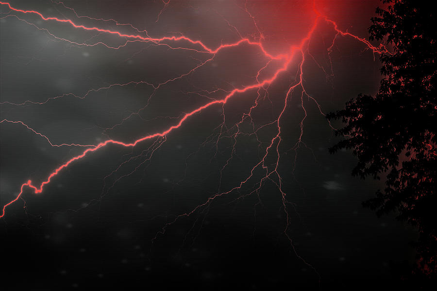 Red Lightning Digital Art by Jason Fink