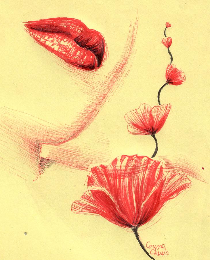 Red lips drawing free image download