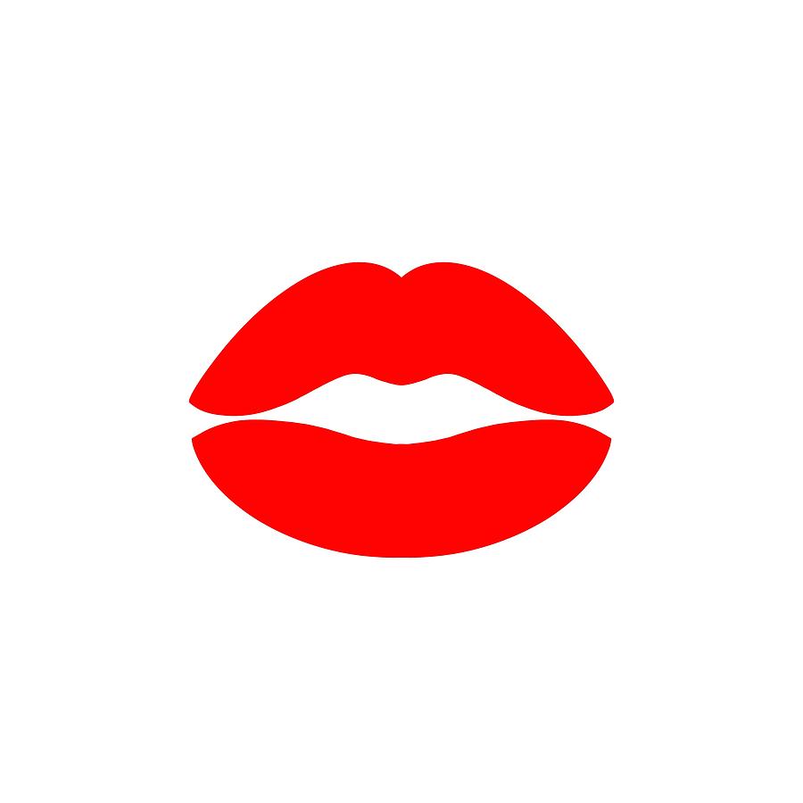 Red Lips White Digital Art by Nicole Wilson