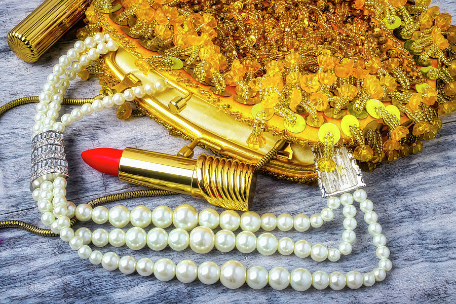 Red Lipstick And Pearls Photograph by Garry Gay