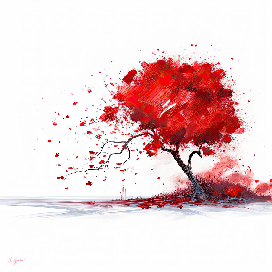 Maple Tree Painting - Red Magnificence - Dark Red Art by Lourry Legarde