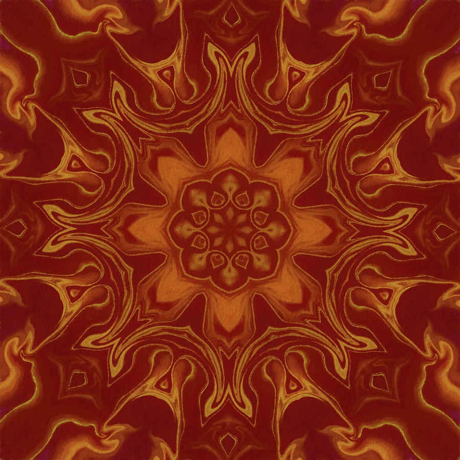 Red Mandala Digital Art by Irene Moriarty