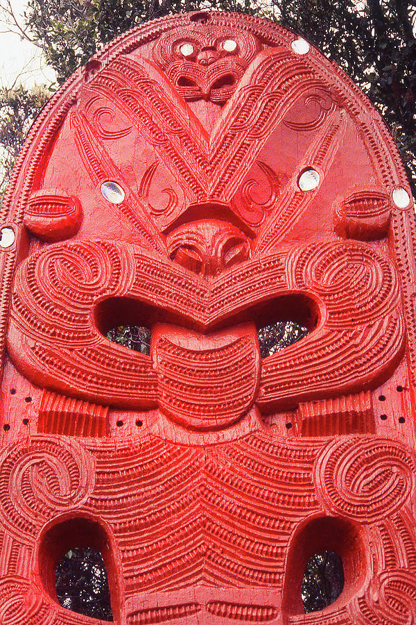 Red Maori Carving Photograph by Jerry Griffin