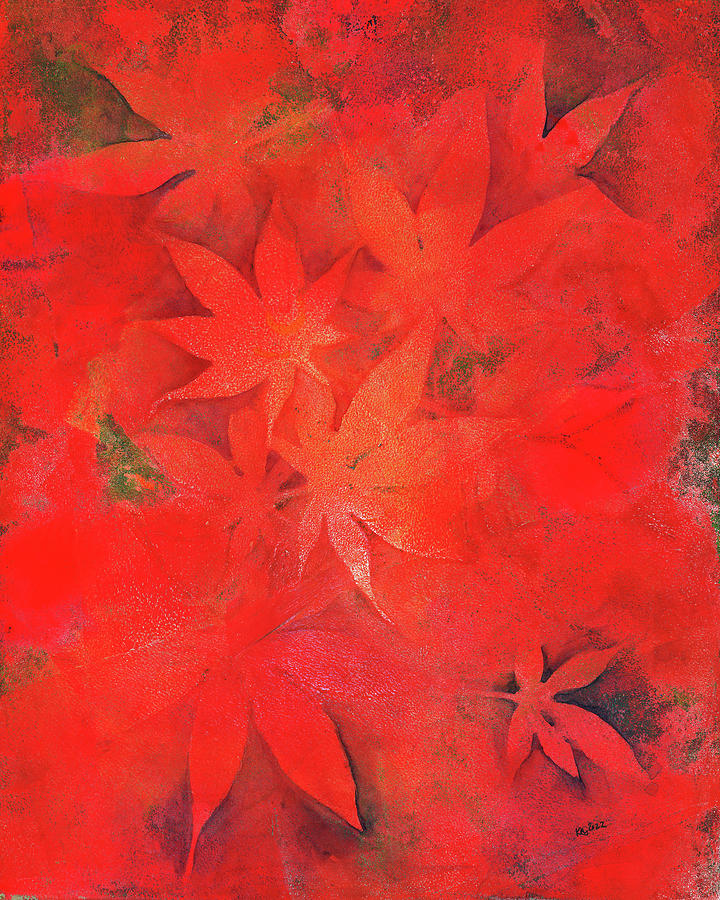 Fall Painting - Red maple leaves by Karen Kaspar