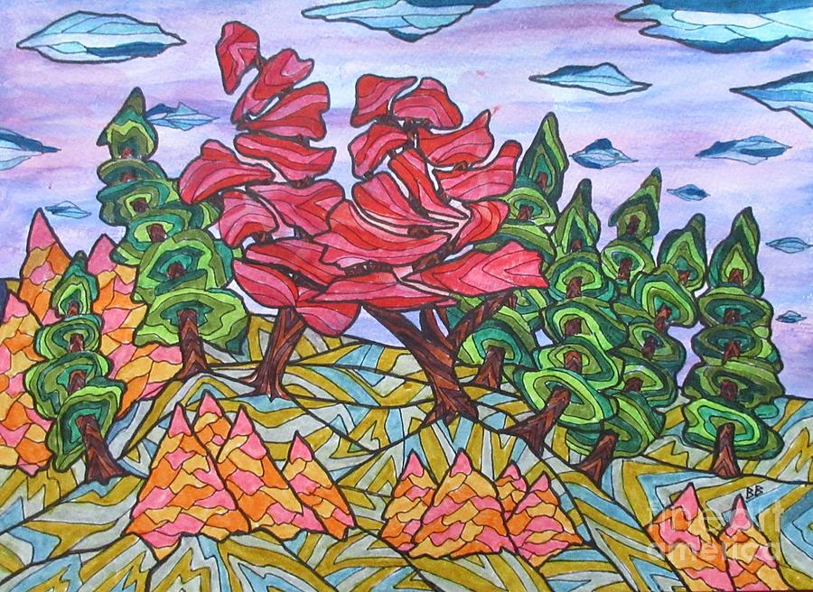 Red Maple Ridge Painting by Bradley Boug