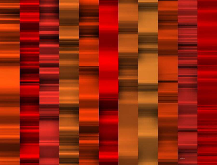 Red Metal Waves Of Stripes Digital Art