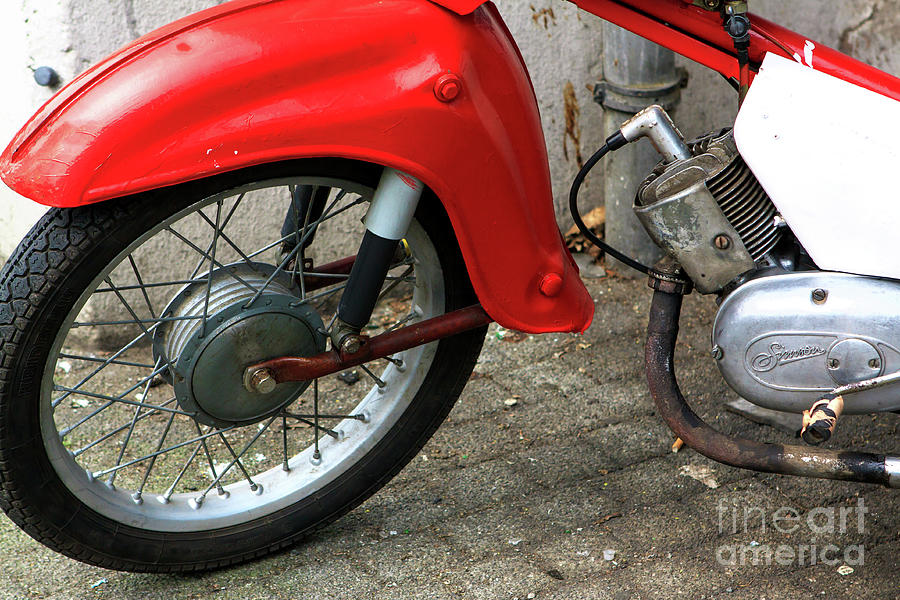 Vintage Red Motorbike Part I in Berlin Photograph by John Rizzuto