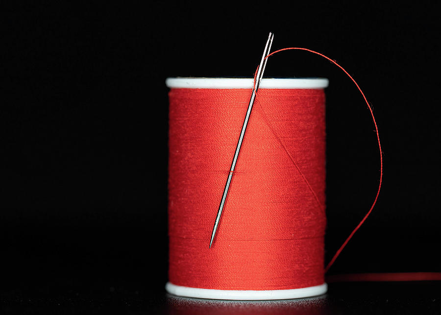 Red Needle and Thread Photograph by Amelia Pearn