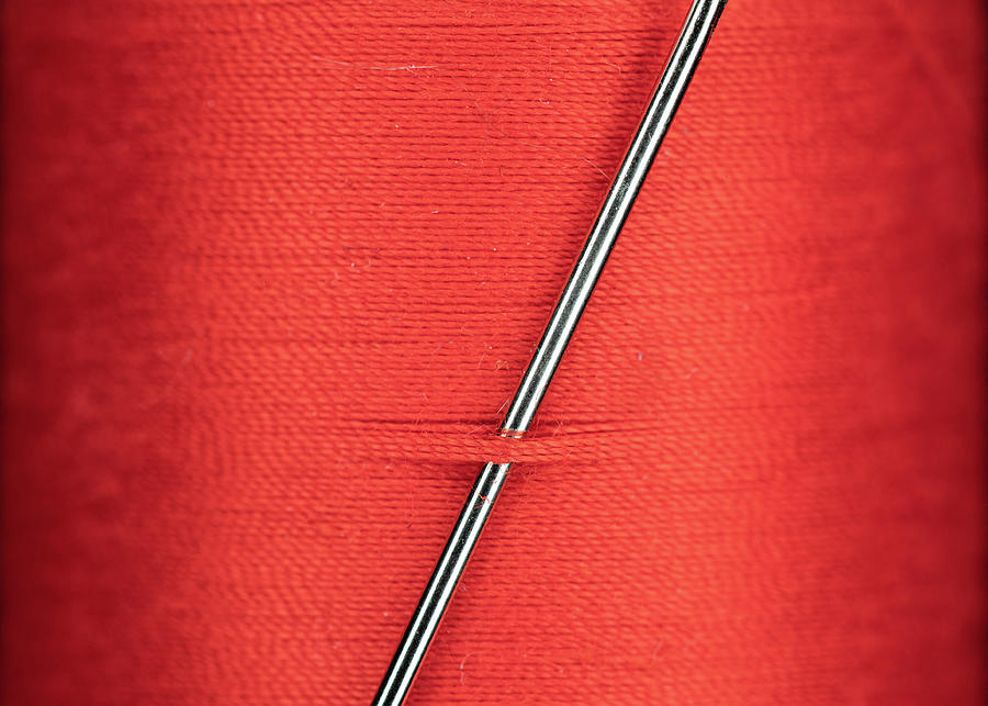 Red Needle and Thread Close Up Photograph by Amelia Pearn