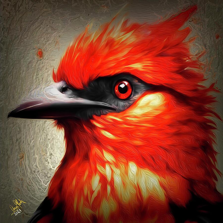 Nature Painting - RED Northern Cardinal by Anas Afash