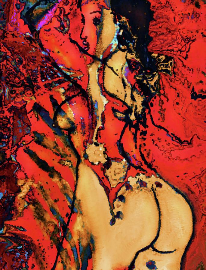 Red Nude Painting by Natalie Holland
