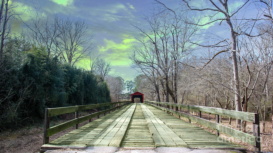 Red Oak Creek Covered Bridge Digital Art by Anthony Ellis