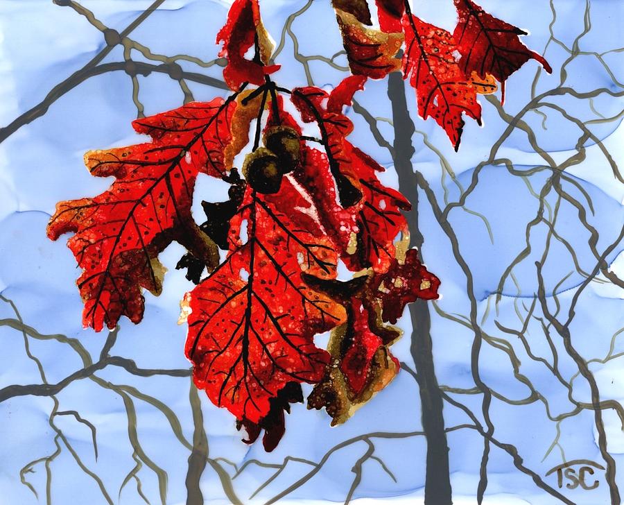 Red Oak Leaves Painting by Tammy Crawford