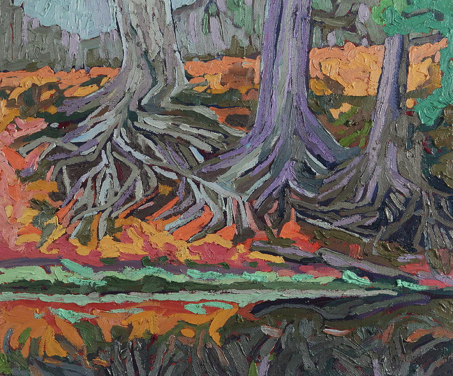 Red Oak Roots Painting by Phil Chadwick
