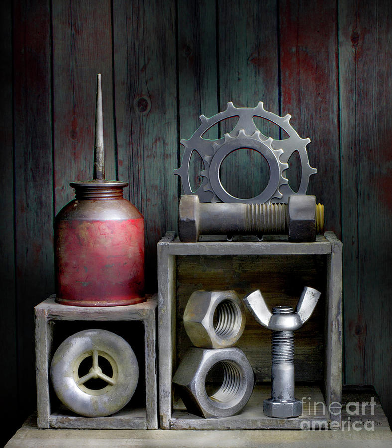 Red Oil Can Photograph by Linda Flicker