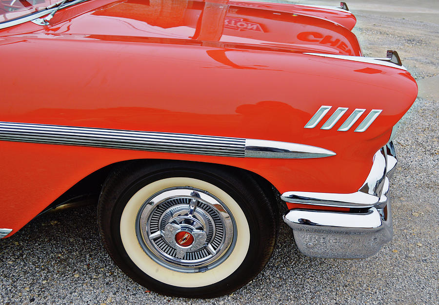 Red Old Classic Impala Fender Close Up Photograph by Gaby Ethington