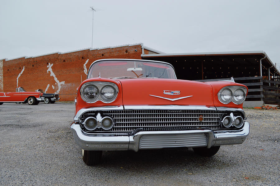 Red Old Classic Impala Front View Photograph by Gaby Ethington