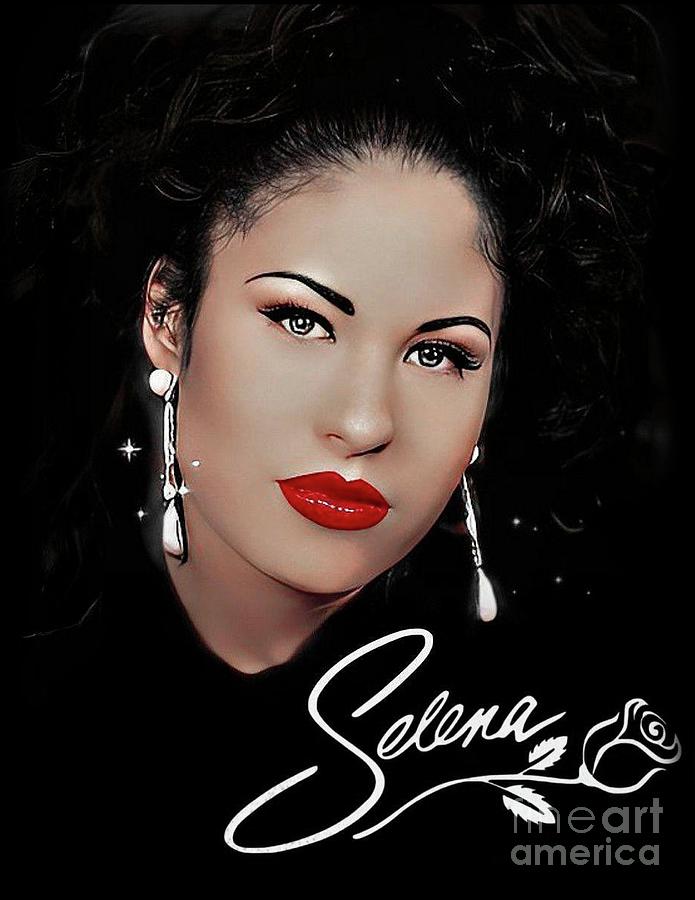 RED On Black Selena Quintanilla Art Mixed Media by Kristin O'Dell