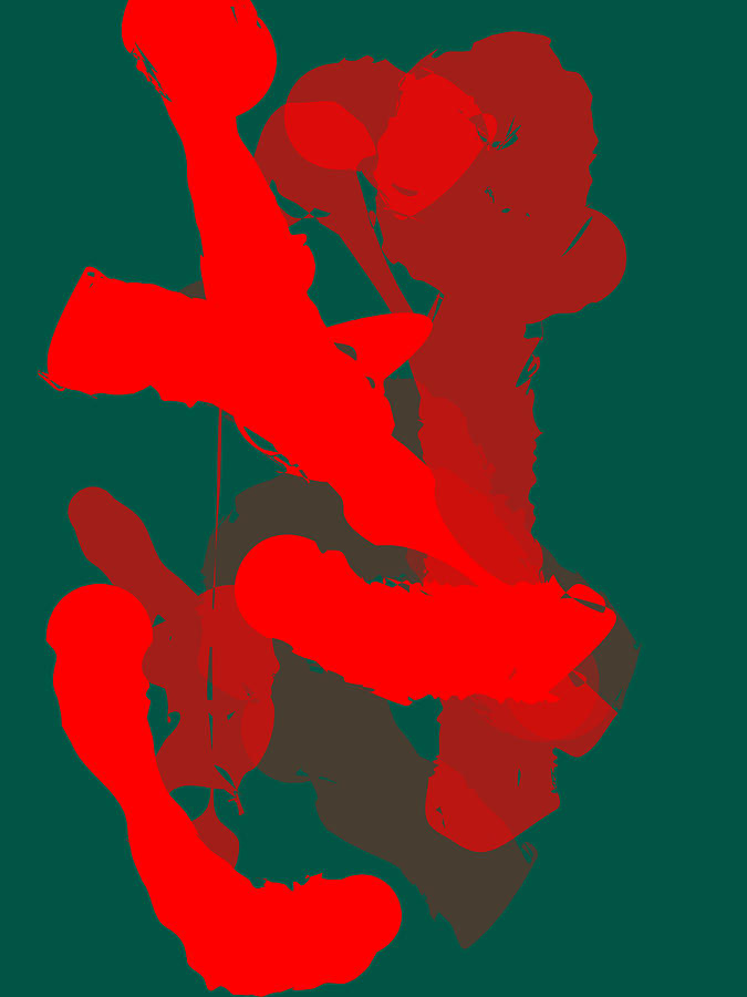 Red On Green Abstract Digital Art by Keshava Shukla