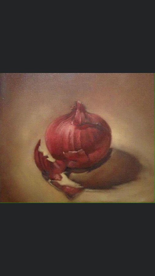 Red onion Painting by Siri Balke Hveem