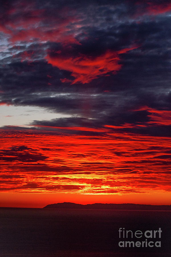 Red Orange Glow Clouds from a Catalina Sunset Photograph by Abigail Diane Photography