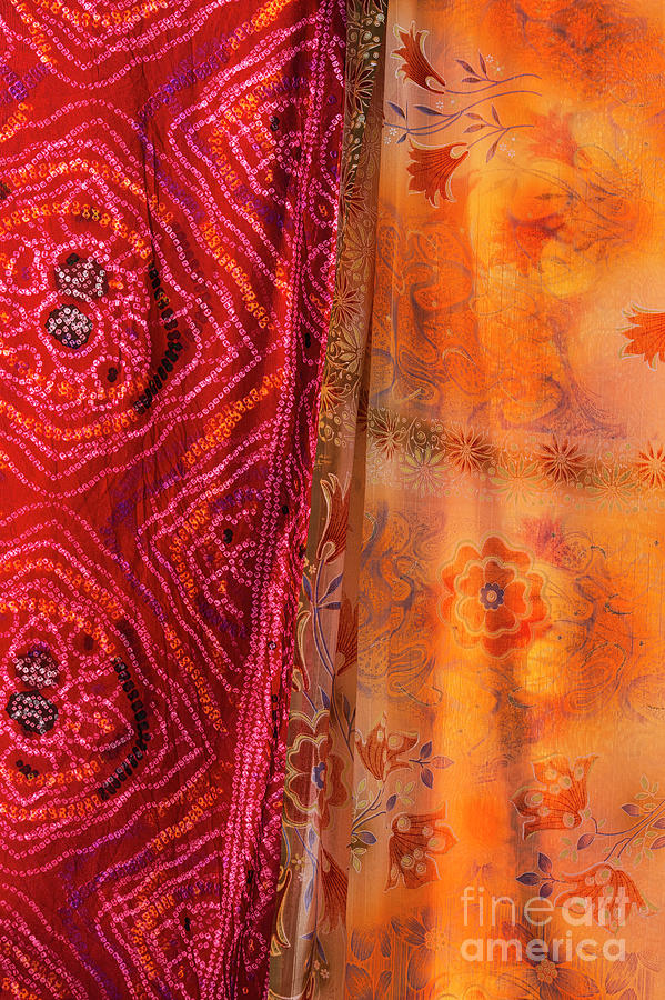 Red Orange Indian Sari Photograph by Tim Gainey