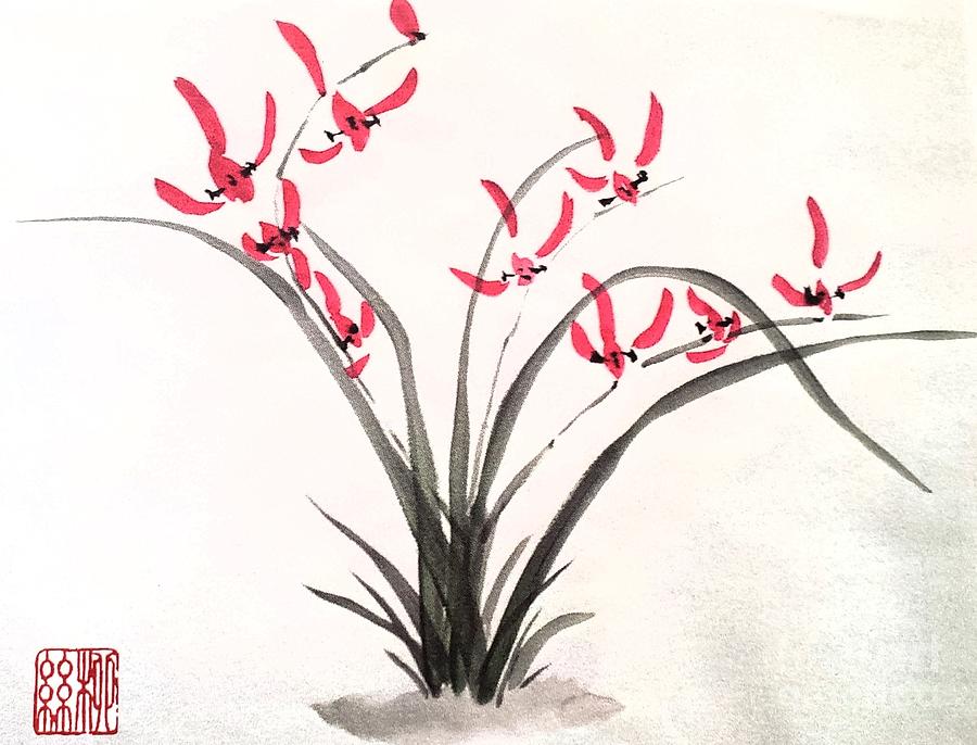 Red Orchid  Painting by Margaret Welsh Willowsilk