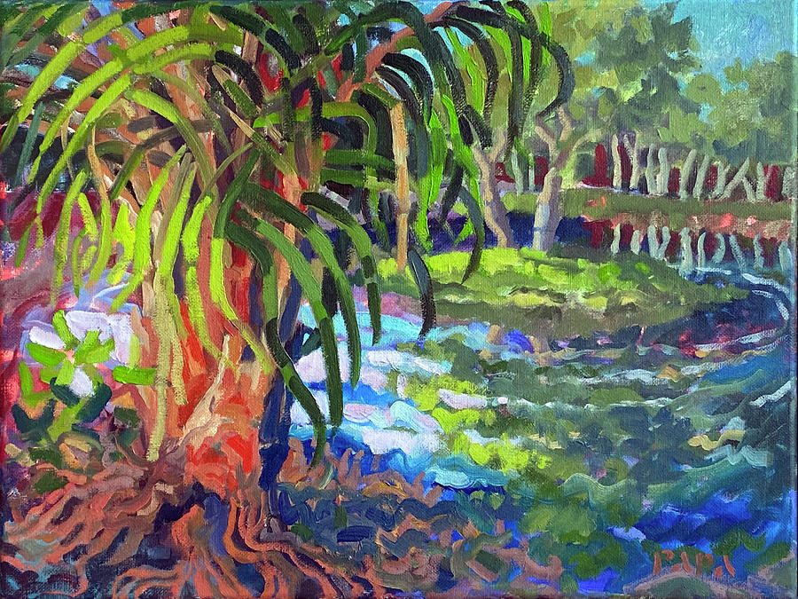 Red Palm in Paradise Painting by Ralph Papa