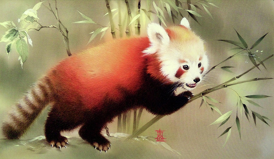 Red Panda Painting by Alina Oseeva