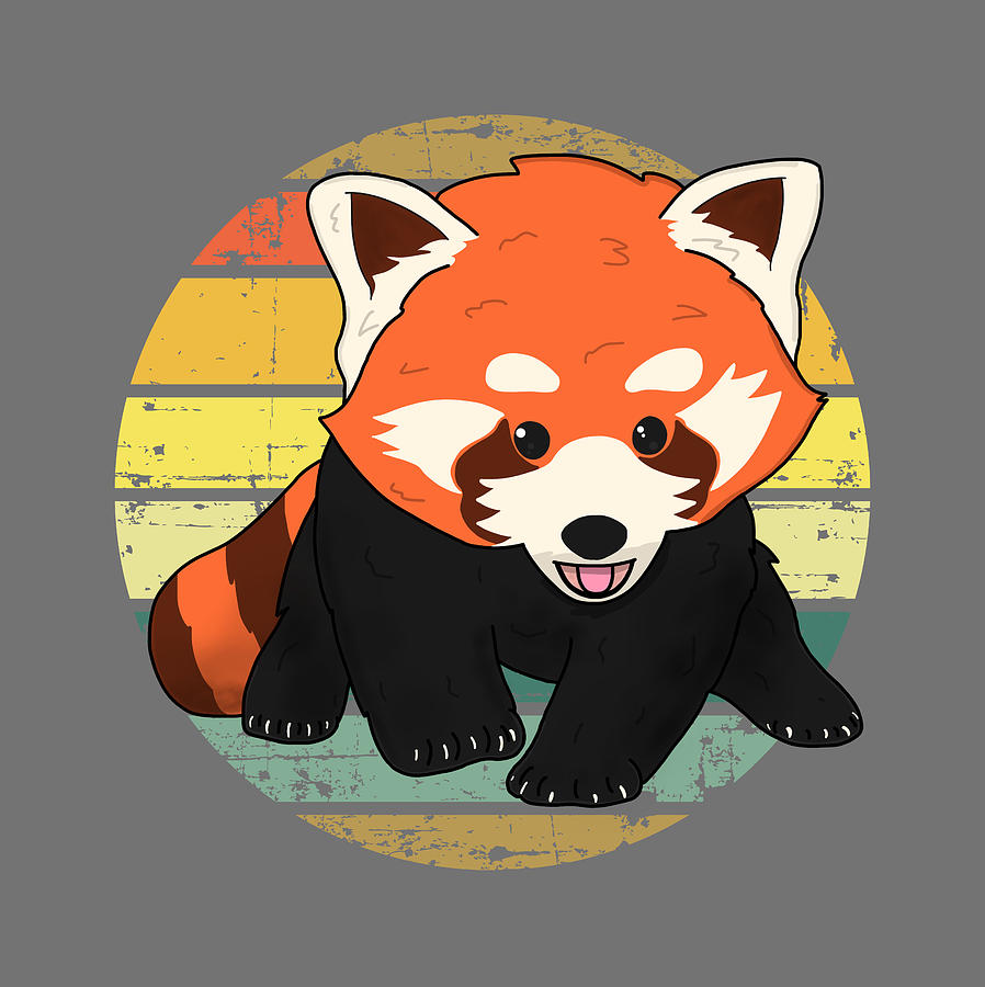 Red Panda Cute Adorable Fun Hand Drawn Baby Animal Digital Art by