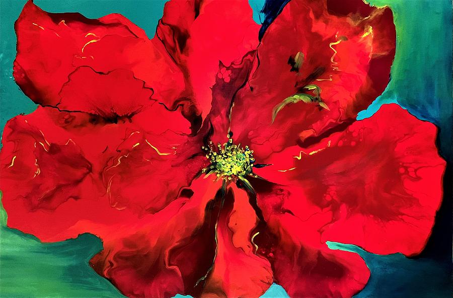 Red Passion Poppy Painting